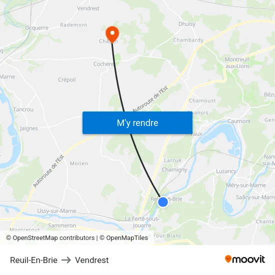 Reuil-En-Brie to Vendrest map