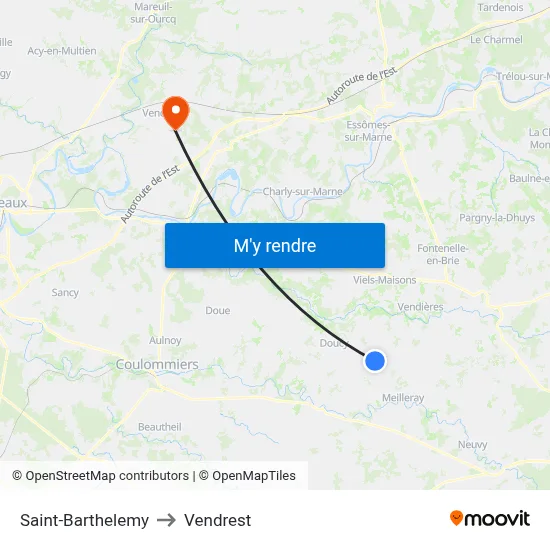 Saint-Barthelemy to Vendrest map