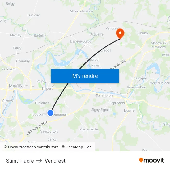 Saint-Fiacre to Vendrest map