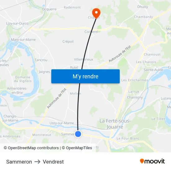 Sammeron to Vendrest map