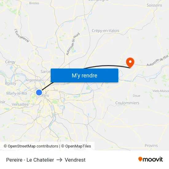 Pereire - Le Chatelier to Vendrest map