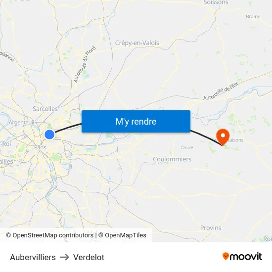 Aubervilliers to Verdelot map