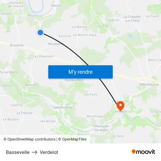 Bassevelle to Verdelot map
