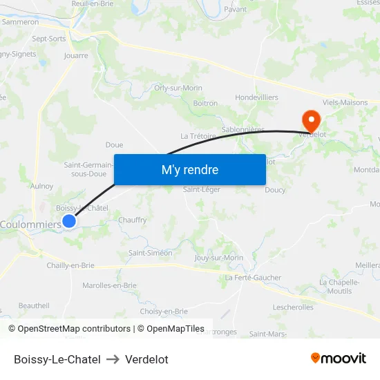 Boissy-Le-Chatel to Verdelot map