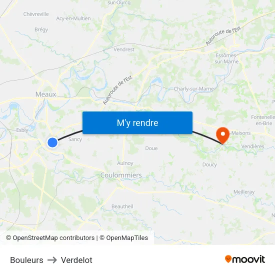 Bouleurs to Verdelot map