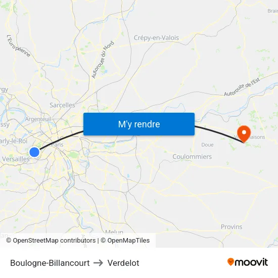 Boulogne-Billancourt to Verdelot map