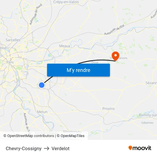Chevry-Cossigny to Verdelot map