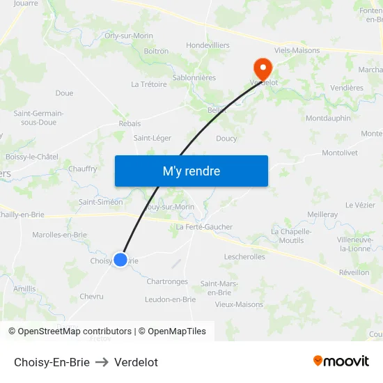 Choisy-En-Brie to Verdelot map