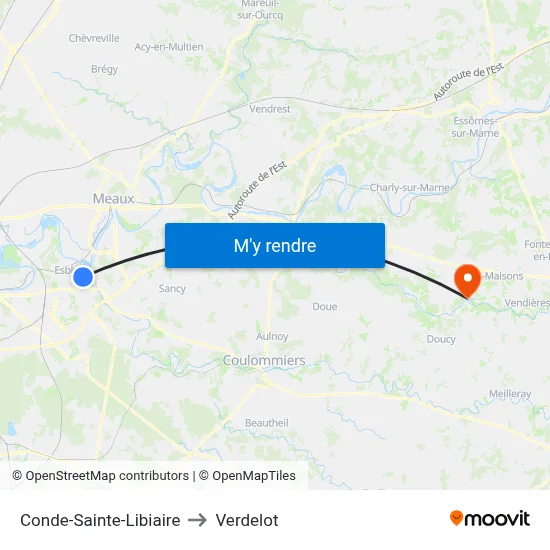 Conde-Sainte-Libiaire to Verdelot map