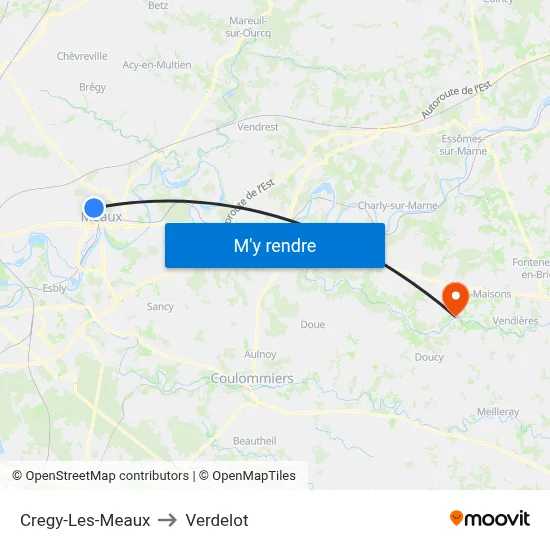 Cregy-Les-Meaux to Verdelot map