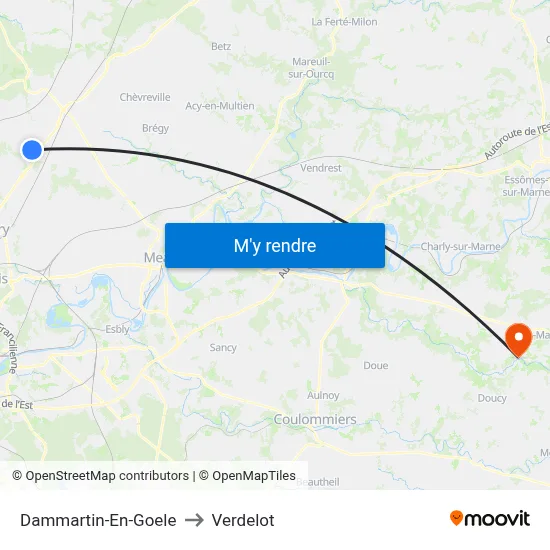 Dammartin-En-Goele to Verdelot map
