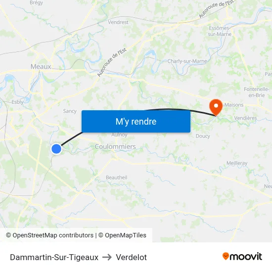 Dammartin-Sur-Tigeaux to Verdelot map