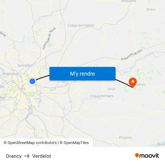 Drancy to Verdelot map