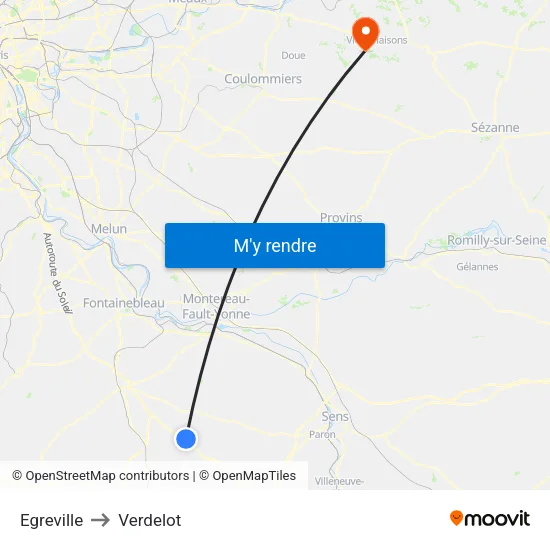 Egreville to Verdelot map