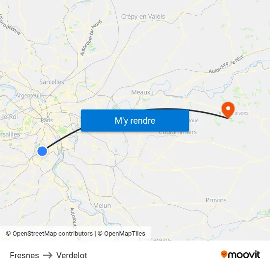 Fresnes to Verdelot map