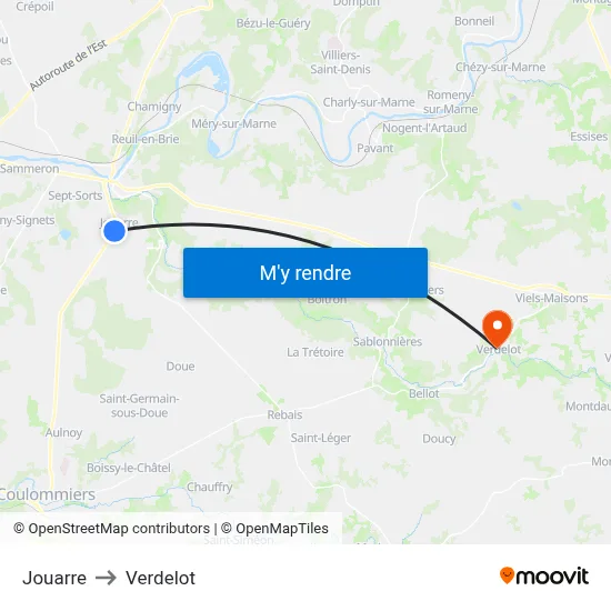 Jouarre to Verdelot map