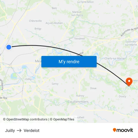Juilly to Verdelot map