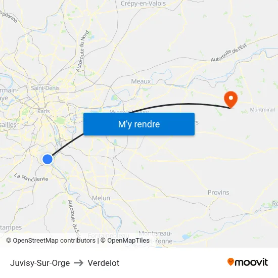Juvisy-Sur-Orge to Verdelot map