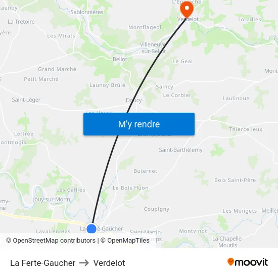 La Ferte-Gaucher to Verdelot map