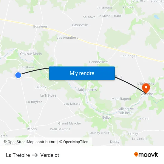 La Tretoire to Verdelot map