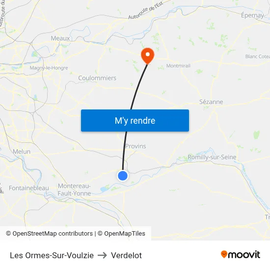 Les Ormes-Sur-Voulzie to Verdelot map