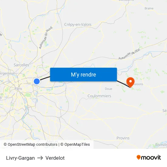 Livry-Gargan to Verdelot map