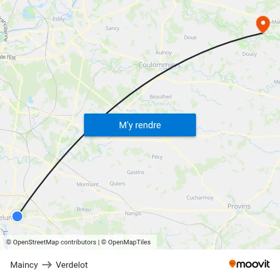 Maincy to Verdelot map