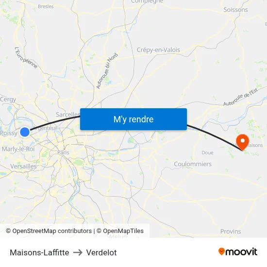 Maisons-Laffitte to Verdelot map