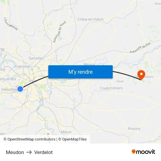 Meudon to Verdelot map