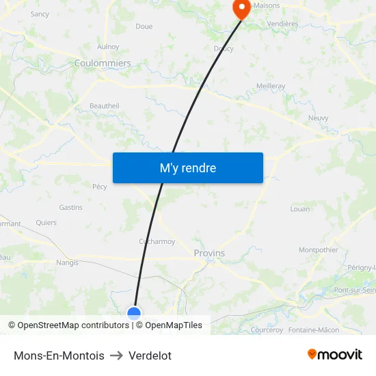 Mons-En-Montois to Verdelot map