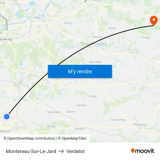 Montereau-Sur-Le-Jard to Verdelot map