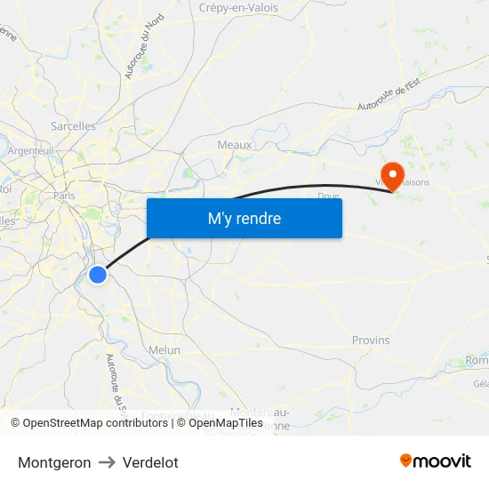 Montgeron to Verdelot map
