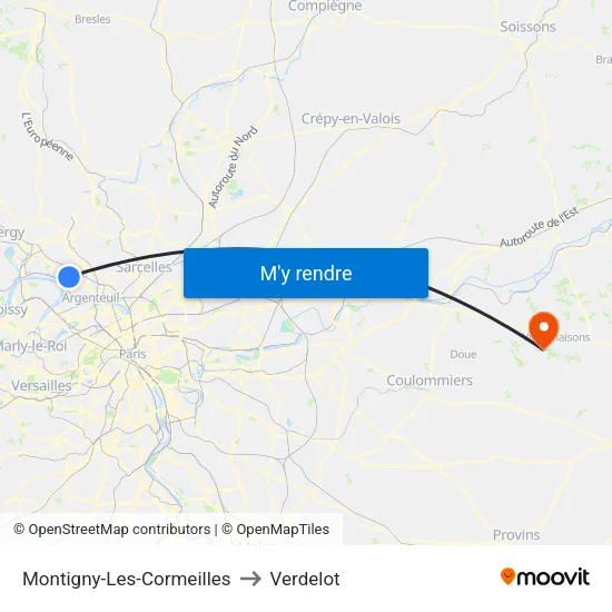 Montigny-Les-Cormeilles to Verdelot map