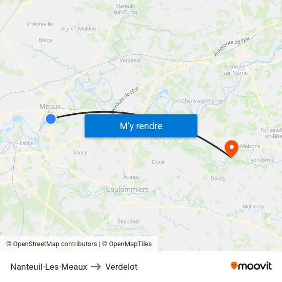 Nanteuil-Les-Meaux to Verdelot map