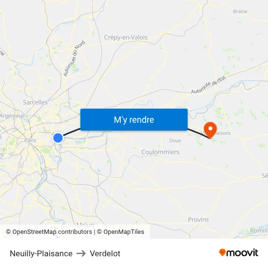Neuilly-Plaisance to Verdelot map
