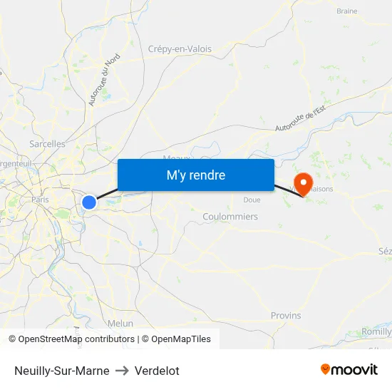 Neuilly-Sur-Marne to Verdelot map