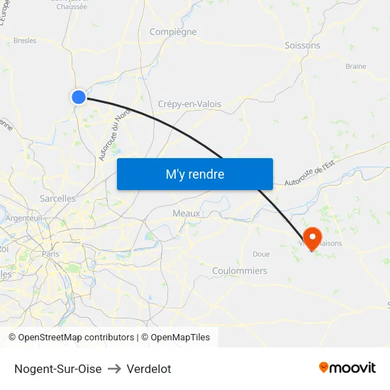 Nogent-Sur-Oise to Verdelot map