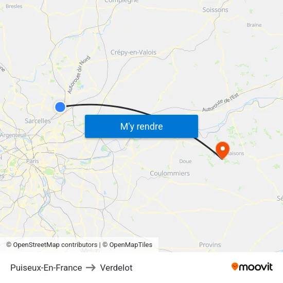 Puiseux-En-France to Verdelot map