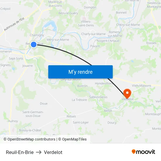 Reuil-En-Brie to Verdelot map