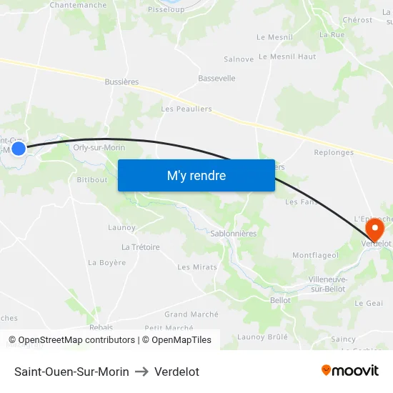 Saint-Ouen-Sur-Morin to Verdelot map
