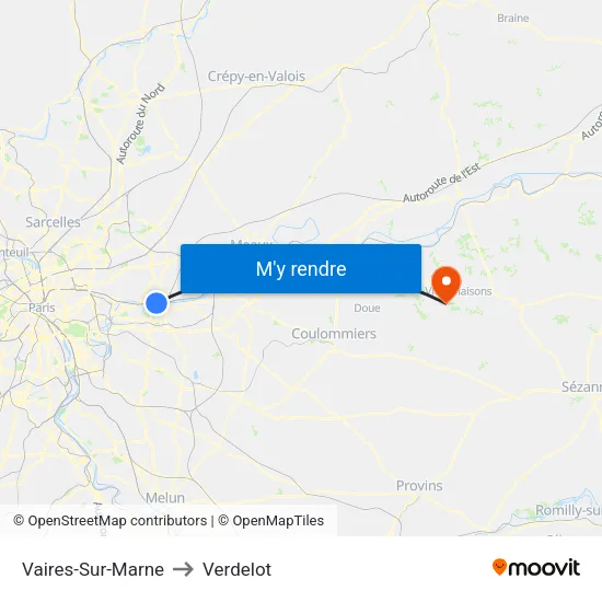 Vaires-Sur-Marne to Verdelot map