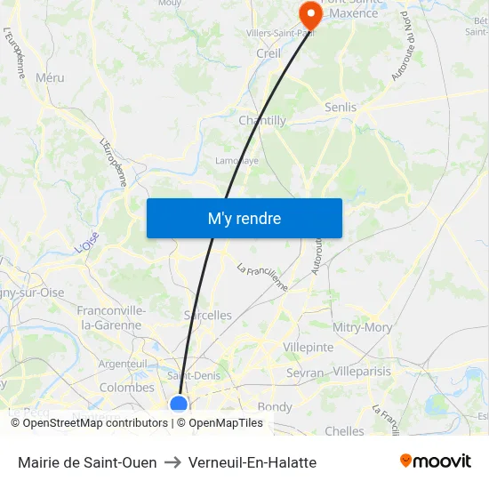 Mairie de Saint-Ouen to Verneuil-En-Halatte map