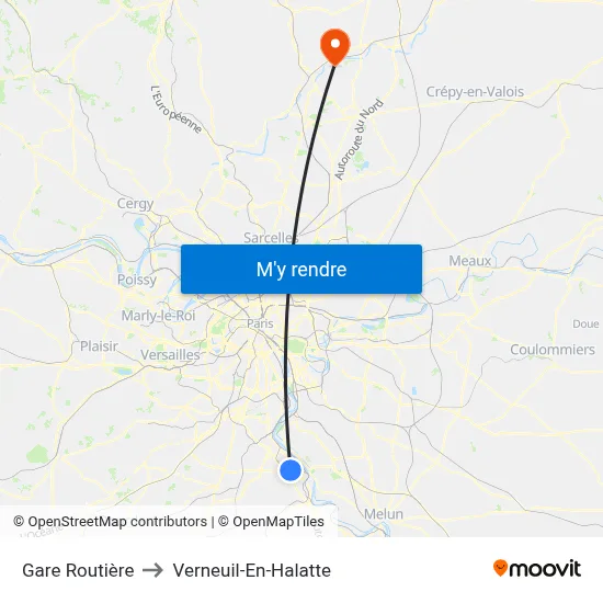 Gare Routière to Verneuil-En-Halatte map