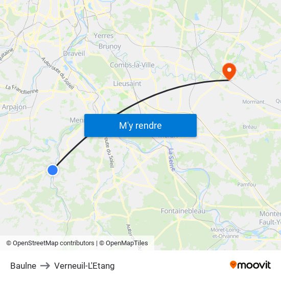 Baulne to Verneuil-L'Etang map