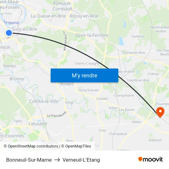 Bonneuil-Sur-Marne to Verneuil-L'Etang map