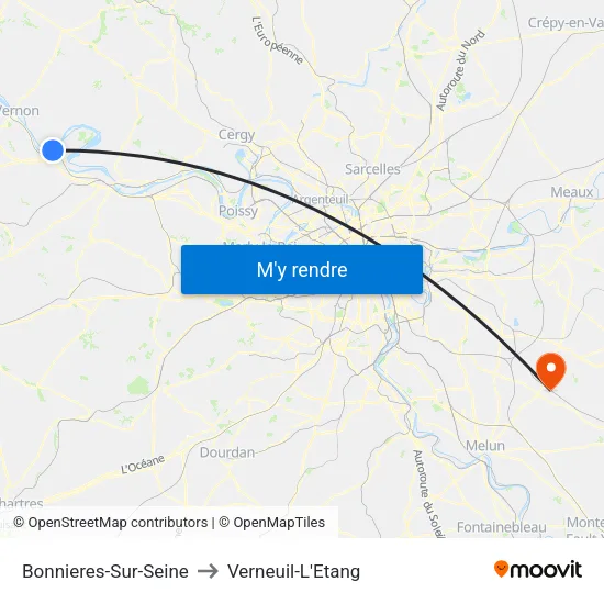 Bonnieres-Sur-Seine to Verneuil-L'Etang map