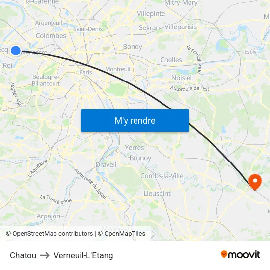 Chatou to Verneuil-L'Etang map