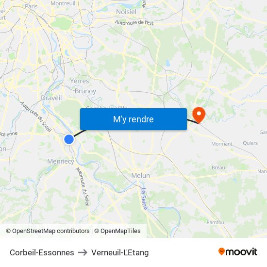 Corbeil-Essonnes to Verneuil-L'Etang map