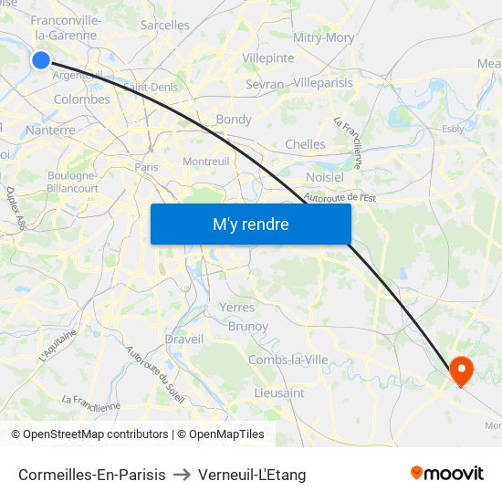 Cormeilles-En-Parisis to Verneuil-L'Etang map