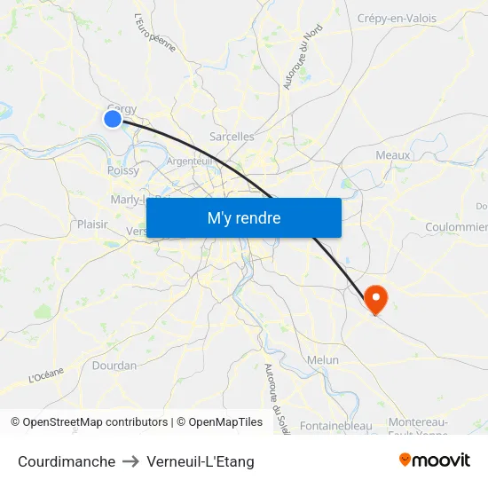 Courdimanche to Verneuil-L'Etang map
